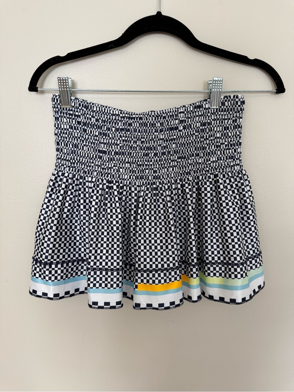 Lucky In Love Tennis Checkered Mini Skirt with Colored Stripe